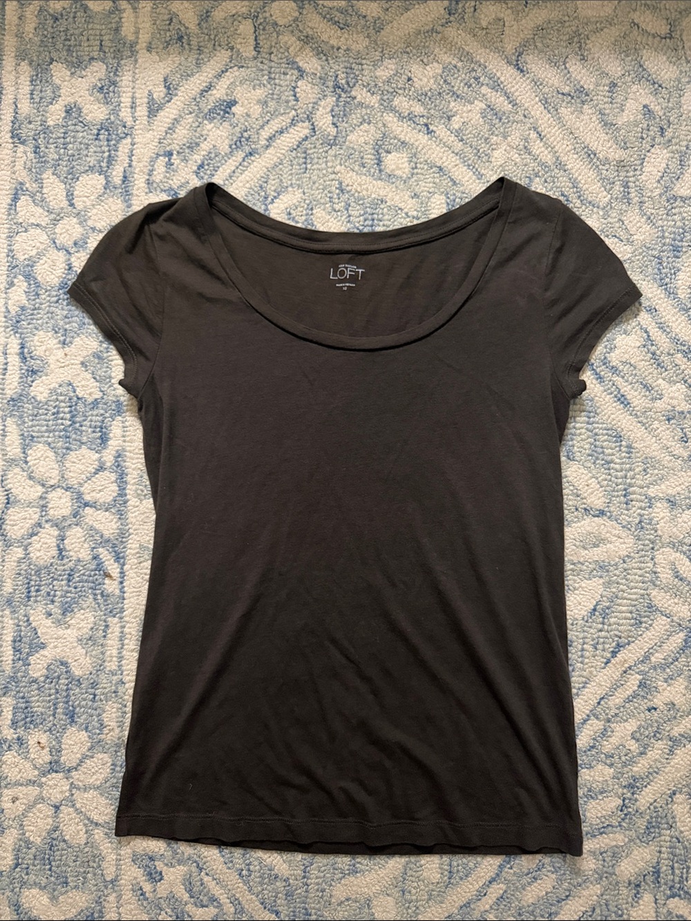 LOFT Brown Scoop Neck Short Sleeve Tee - Classic Basic
